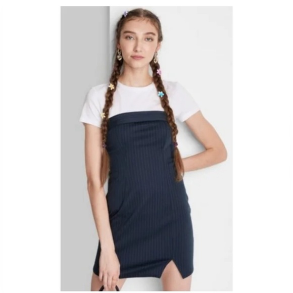 Wild Fable Strapless Ponte Knit Pin Stripe Tube Mini Bodycon Dress - Picture 4 of 7